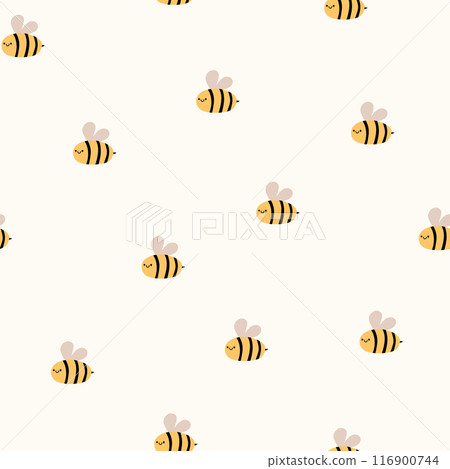 Bohemian Baby pattern with honey Bee. Gender Neutral Nursery Cute Ornaments. Vector illustration in flat cartoon style. Boho print for kids Bohemian Baby pattern with honey Bee. Gender Neutral Nursery Cute Ornaments. Vector illustration in flat cartoon style. Boho print for kids 116900744