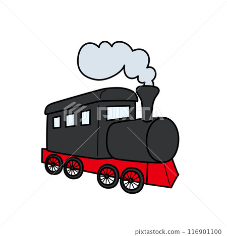 簡單可愛的火車插圖白色背景向量與主線剪貼畫 簡單可愛的火車插圖白色背景向量與主線剪貼畫 116901100