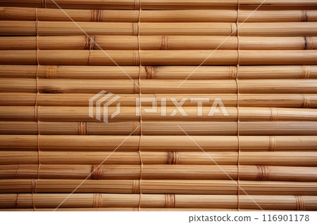 Bamboo weave background, handmade woven wall for interior decoration, textured canvas with intricate pattern, rustic style 116901178