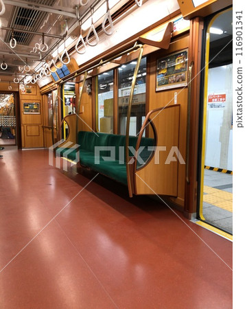 Retro train car interior 116901341