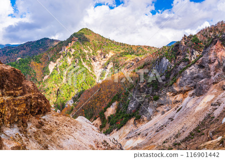 [Gunma Prefecture] The desolate mountain range of Manza Onsen in autumn 116901442