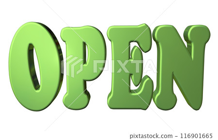 3DCG three-dimensional letters "Open/Opening Commemoration" Green, Green 116901665