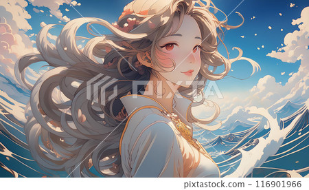 Beautiful woman with long hair 116901966