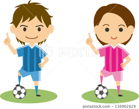 足球員的圖像插圖(男性和女性組) 足球員的圖像插圖(男性和女性組) 116902829