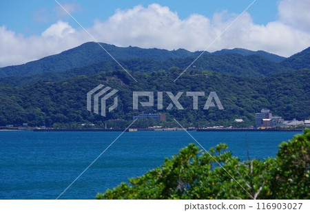 Awaji Island, Hyogo Prefecture, overlooking Ohama Beach and Sumoto Castle 116903027