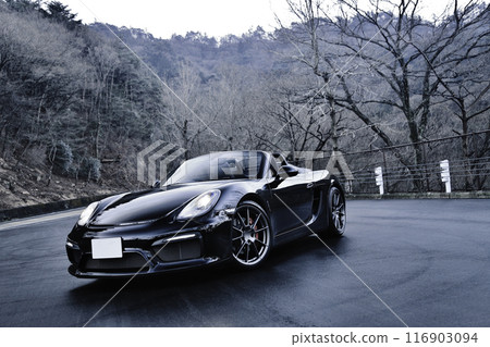 有光澤的黑色敞篷車 有光澤的黑色敞篷車 116903094