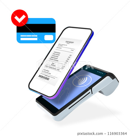 Vector Realistic 3d Payment Wi-Fi Machine, Smarthone. POS Terminal. Vector Realistic 3d Payment Wi-Fi Machine, Smarthone. POS Terminal. 116903364