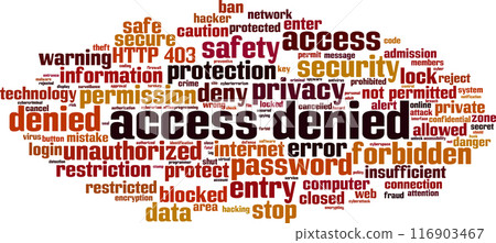 Access denied word cloud Access denied word cloud 116903467