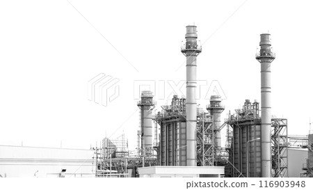 Petroleum oil gas fuel refinery, Petrochemical industrial building industry energy isolated on white background Petroleum oil gas fuel refinery, Petrochemical industrial building industry energy isolated on white background 116903948