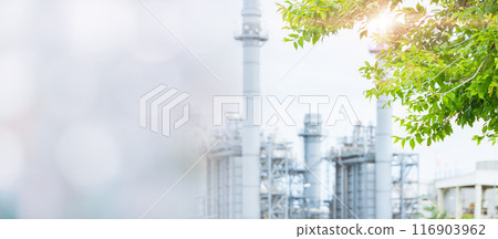 Green Industry Eco Power Factory Good environment ozone air low carbon footprint wide for banner with copy space. 116903962