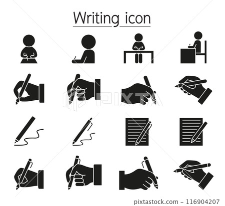 Writing icon set in glyph style 116904207