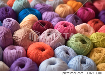 Knitting threads. Factory of knitting threads. Handicraft shop.  116904401
