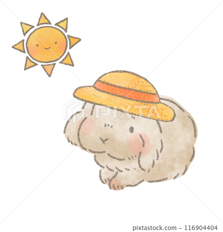 戴著草帽的可愛兔子插畫 116904404