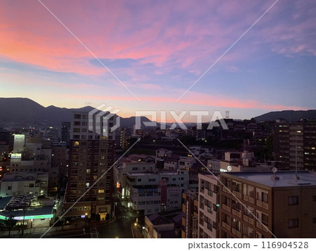 Rainbow-colored sky and the streets of Sasebo Rainbow-colored sky and the streets of Sasebo 116904528