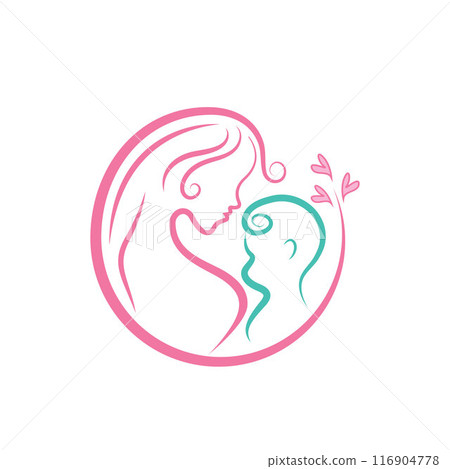 mother and baby icon vector design for midwife branding design 116904778