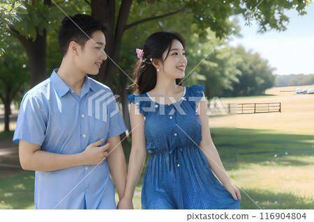 Couple relaxing in the park [AI-generated image] 116904804