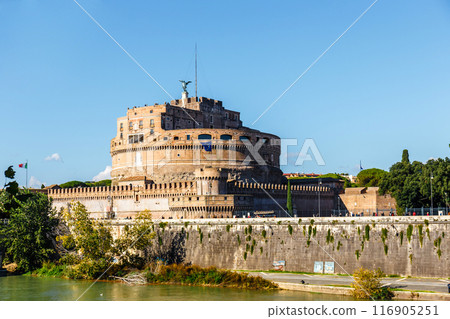 Castel Sant Angelo or Mausoleum of Hadrian in Rome Italy, built in ancient Rome, it is now the famous tourist attraction of Italy. Castel Sant Angelo or Mausoleum of Hadrian in Rome Italy, built in ancient Rome, it is now the famous tourist attraction of Italy. 116905251