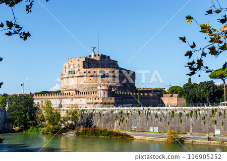 Castel Sant Angelo or Mausoleum of Hadrian in Rome Italy, built in ancient Rome, it is now the famous tourist attraction of Italy. Castel Sant Angelo or Mausoleum of Hadrian in Rome Italy, built in ancient Rome, it is now the famous tourist attraction of Italy. 116905252