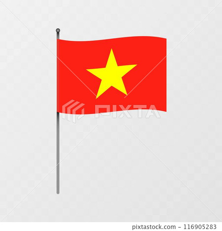 Vietnam flag on flagpole. Vector illustration. Vietnam flag on flagpole. Vector illustration. 116905283
