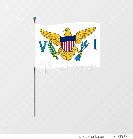 Virgin Islands flag on flagpole. Vector illustration. 116905284