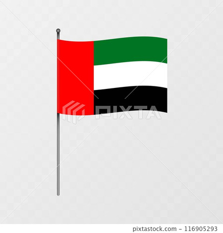United Arab Emirates flag on flagpole. Vector illustration. 116905293