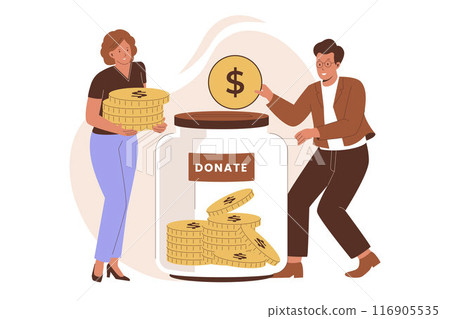 Charity donation funding illustration concept Charity donation funding illustration concept 116905535