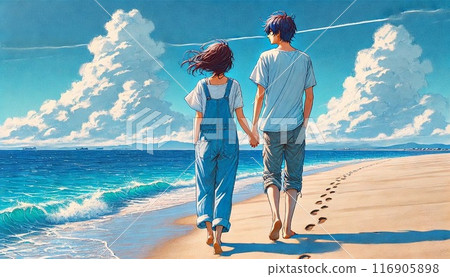 Two people at the beach 116905898