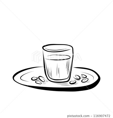 drawing lines. art line mug with coffee, tea, milk. Vector 116907472