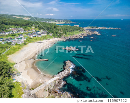 Aerial photography of Aomori Prefecture - Drone captures the area around Takaiwa Observatory, Tanesashi Coast 116907522