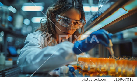 Scientist analysis and testing bioscience and molecule in the laboratory. 116907815