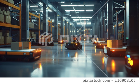 AI and automatic robotic for transport packages in delivery business. 116908105