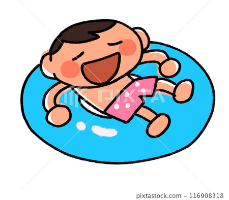 漂浮在花車上的男孩 116908318