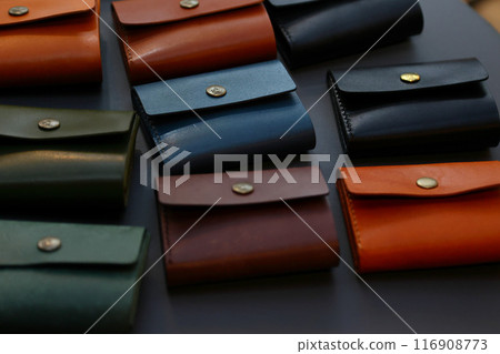 Leather compact wallet 116908773