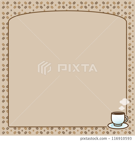 Simple coffee cup & coffee bean pattern with border, square type, part 3 Simple coffee cup & coffee bean pattern with border, square type, part 3 116910593