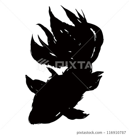 從正上方看的金魚剪影的向量圖 從正上方看的金魚剪影的向量圖 116910787
