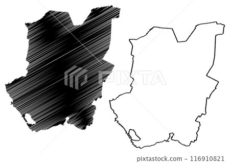 Duiven municipality (Kingdom of the Netherlands, Holland, Gelderland or Guelders province) map vector illustration, scribble sketch Duiven map 116910821