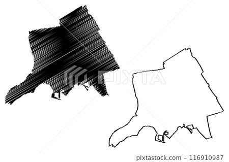 Hoorn city and municipality (Kingdom of the Netherlands, Holland, North Holland or Noord-Holland province) map vector illustration, scribble sketch map Hoorn city and municipality (Kingdom of the Netherlands, Holland, North Holland or Noord-Holland province) map vector illustration, scribble sketch map 116910987