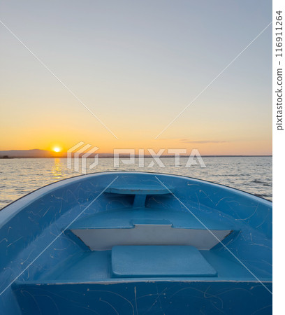 Sunset landscape from boat 116911264