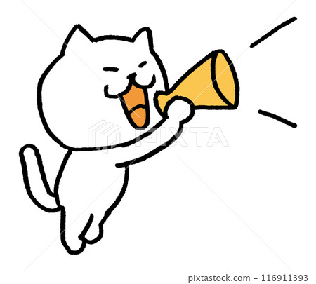 Cute white cat character with narrow eyes Cute white cat character with narrow eyes 116911393