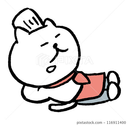 可愛的窄眼睛白貓人物素材 可愛的窄眼睛白貓人物素材 116911400