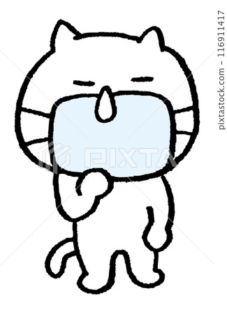 可愛的窄眼睛白貓人物素材 可愛的窄眼睛白貓人物素材 116911417