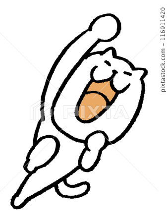 Cute white cat character with narrow eyes 116911420