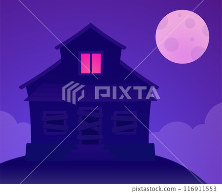 Haunted house purple night scene Haunted house purple night scene 116911553