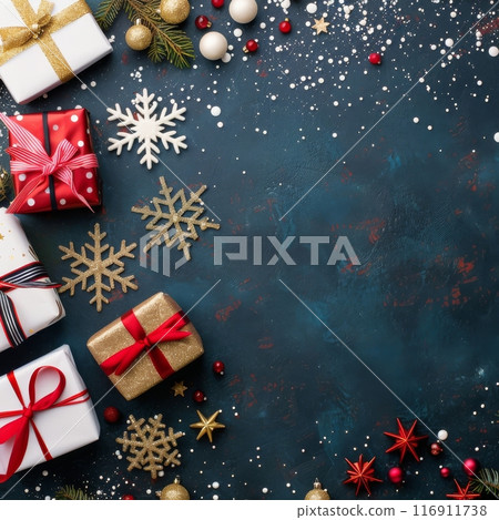 Christmas Gifts on Blue Background 116911738