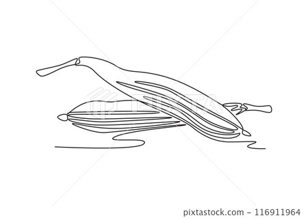 Single one line drawing of whole healthy organic sponge gourd for farm logo identity. Fresh Egyptian cucumber concept for vegetable icon. Modern continuous line draw design graphic vector illustration 116911964