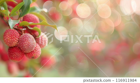 Lychee Fruit Branch in Sunlight 116911984