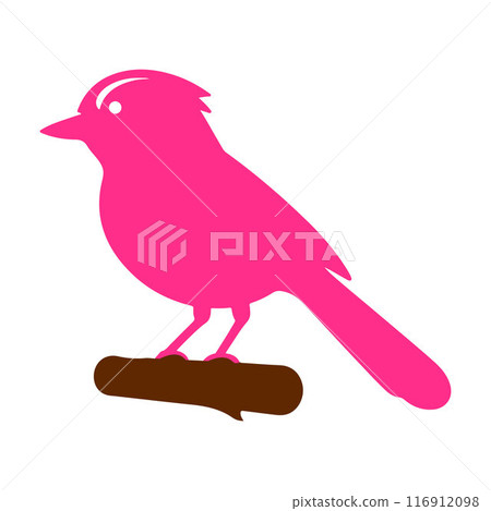 Pink bird silhouette vector sitting  on a brunch  116912098