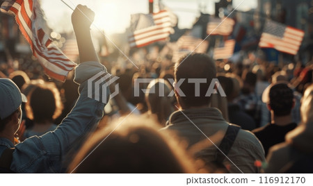 Person Taking Photo at a Crowd Gathering 116912170