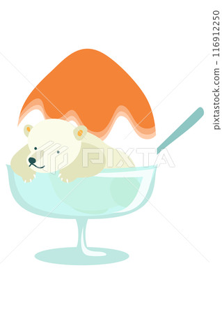 插畫資料：北極熊用刨冰放鬆 116912250
