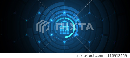 Cyber security and information or network protection. Future cyber technology web services for business and internet project. Vector art. 116912339